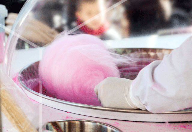 Fairy floss being made.