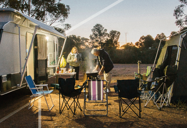 Couple living out of campervan.