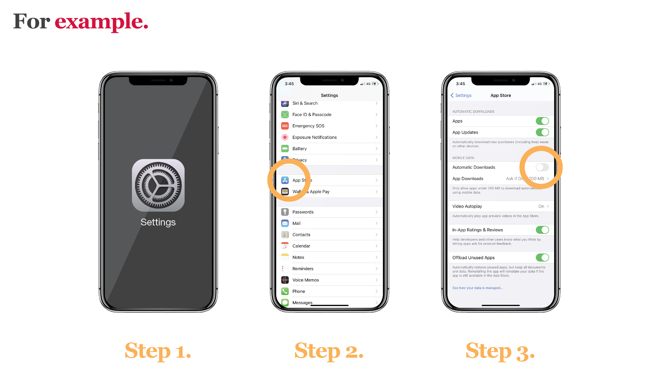 For example: Step 1. Open the Settings app. Step 2. Tap iTunes & App Store or App Store. Step 3. In the Automatic Downloads section, turn on App Updates by swiping the button to the right.